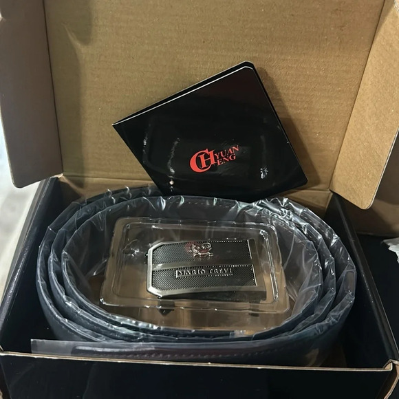 MARIO TREVI Men’s Black Ratchet Belt w Adjustable Slide w Automatic Buckle NWT - Picture 6 of 8